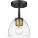 Roxie 1 Light 6 inch Matte Black/Brushed Champagne Bronze Semi-Flush Ceiling Light